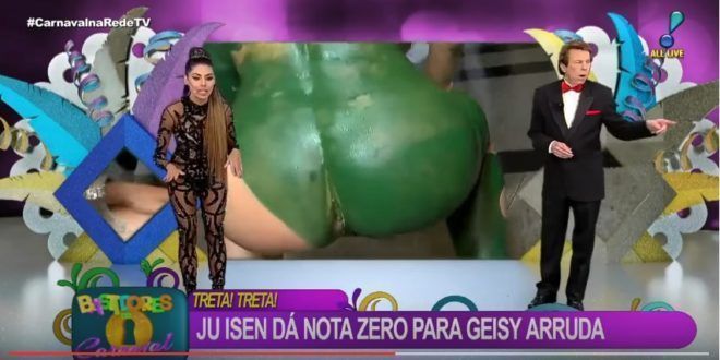 Modelo mostrando o cu ao vivo na Rede TV